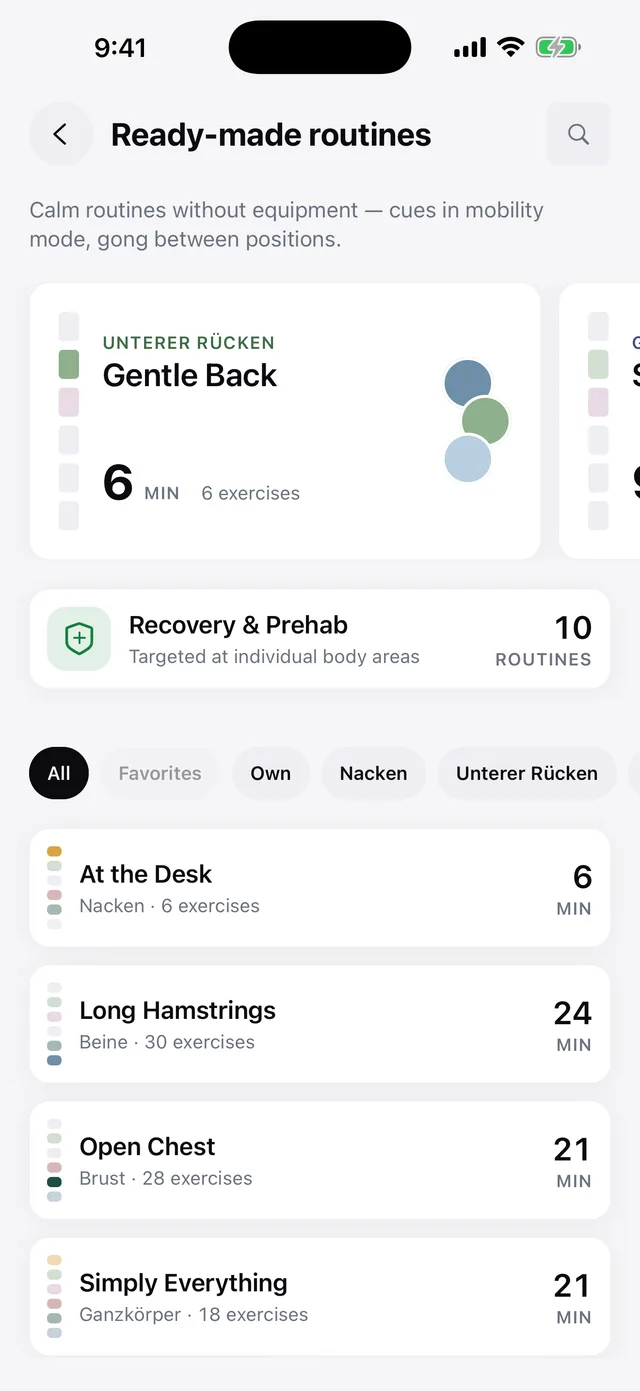 Mobility, Pilates & Recovery — Screenshot