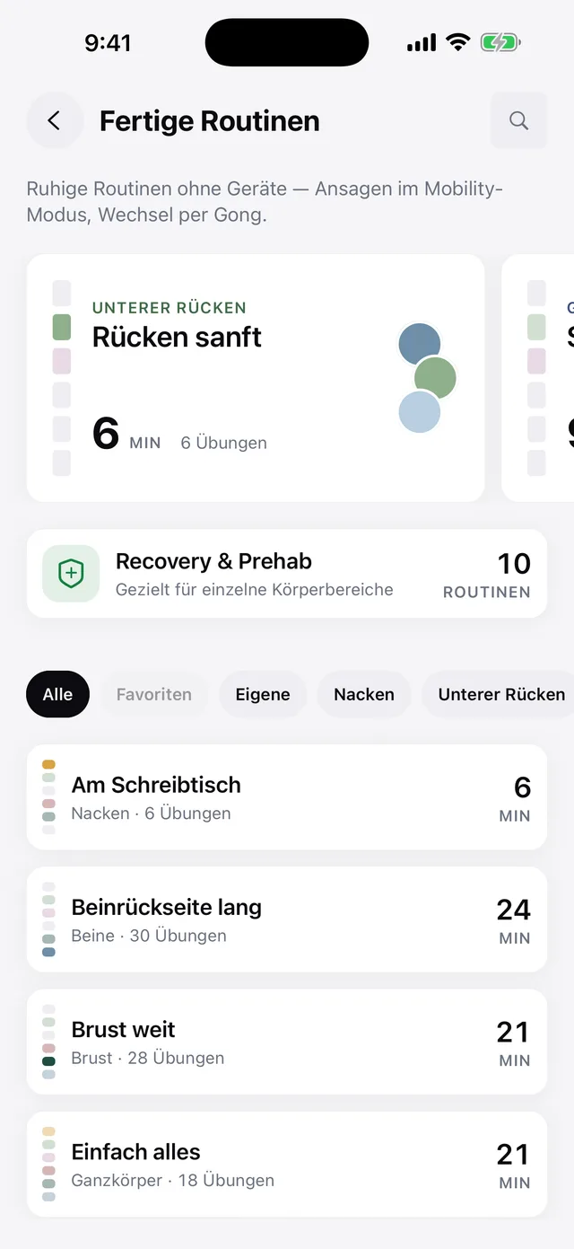Mobility, Pilates & Recovery — Screenshot